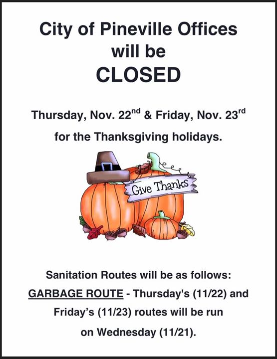 2018 Thanksgiving Closure