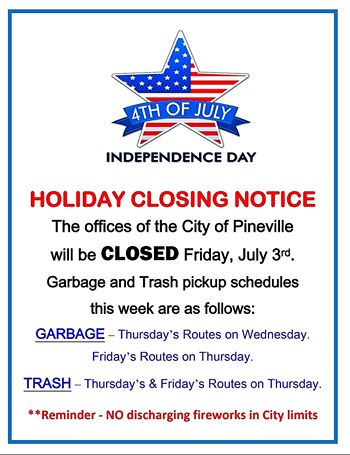 Independence Day Schedule