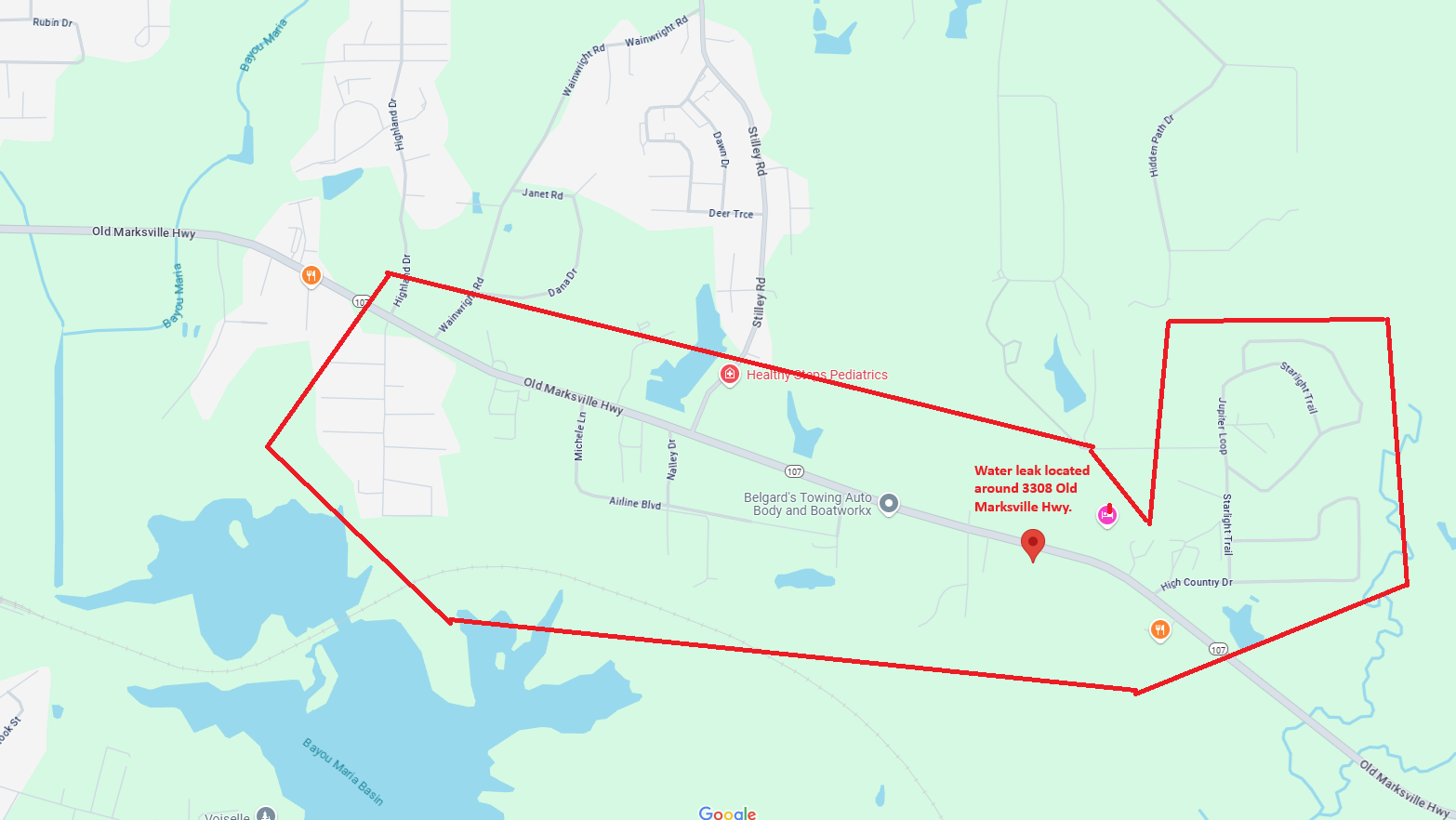 Emergency Water Leak Old Marksville Hwy 06272025